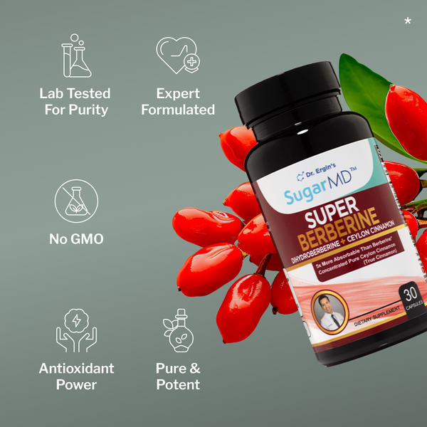 SugarMD Super Berberine (DHB and Ceylon Cinnamon) 30 Capsules – New Formula